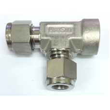 FEMALE RUN TEE SUS316 3/8" x 1/4"(F)NPT x 3/8"(OD)